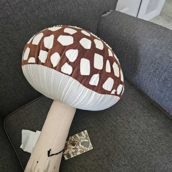 Mushroom Shaped Pillow - Brown and White - Picture 8 of 9